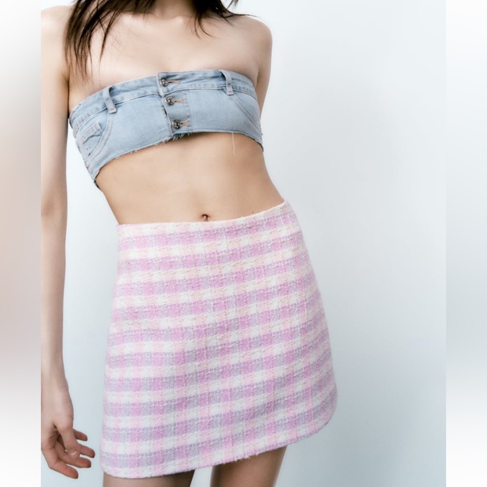ZARA GINGHAM MINI SKIRT